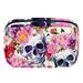 OWNTA Skull with Pink Flower Pattern Cosmetic Storage Bag with Zipper - Lightweight Large Capacity Makeup Bag for Women - Includes Small Personalized Transparent Bag
