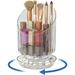 DODAMOUR Makeup Brush Holder Organizer for Vanity 360 Rotating Clear Cosmetic Brush Storage Organizer Desktop Eyeliners Eyebrow Pencil Storage (Transparent)