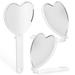 3 Pcs Mirrors Portable Desk Heart Shaped Hand Makeup Foldable Vanity Glass Abs Travel