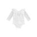 Baby Girls Romper Long Sleeve Off-shoulder Ruffled Tasseled Bodysuit