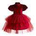 2T Toddler Girls Princess Dress Party Dress Formal Prom Dress 3T Toddler Girl Short Bubble Sleeve Sequins Tulle Stitching Princess Dress Prom TuTu Dress Red