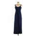 Tart Cocktail Dress - Formal Plunge Sleeveless: Blue Solid Dresses - Women's Size Medium