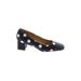 Talbots Flats: Pumps Chunky Heel Casual Blue Polka Dots Shoes - Women's Size 5 1/2 - Round Toe