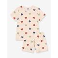 Short Pyjamas with Heart Print, by PETIT BATEAU printed beige