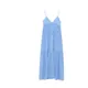 Patrizia Pepe , Creponne Maxi Dress with Plisse Ruffles and Fly Detail ,Blue female, Sizes: XS, L, M, S, 2XS