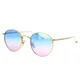 Eyepetizer , Round Sunglasses with Gold Stainless Steel Frame and Blue Purple Gradient Lenses ,Yellow unisex, Sizes: 49 MM