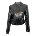 Patrizia Pepe , Women`s Leather Jacket in Black K103 ,Brown female, Sizes: 2XS