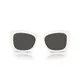 Prada , Prada Oval Sunglasses with Dark Grey Lenses ,White unisex, Sizes: 56 MM