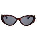 Versace , Cat-Eye Sunglasses with Dark Grey Lens and Havana Frame ,Brown unisex, Sizes: 54 MM