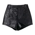 Saint Laurent , Black Leather High-Waisted Shorts ,Black female, Sizes: L