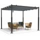 3x3m Metal Pergola with Retractable Roof, Garden Gazebo for Outdoor, Grey - Vounot