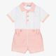 Miranda Boys White & Pink Cotton Shorts Set