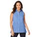 Plus Size Women's Stretch Cotton Poplin Sleeveless Shirt by Jessica London in French Blue (Size 22 W)
