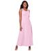 Plus Size Women's Stretch Cotton Crochet-Back Maxi Dress by Jessica London in Pink (Size 14) Maxi Length
