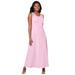 Plus Size Women's Stretch Cotton Crochet-Back Maxi Dress by Jessica London in Pink (Size 16) Maxi Length