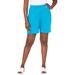 Plus Size Women's Soft Ease Knit Shorts by Jessica London in Ocean (Size L)