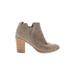 Dolce Vita Ankle Boots: Slip-on Stacked Heel Boho Chic Gray Solid Shoes - Women's Size 9 1/2 - Almond Toe