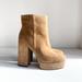 Coach Shoes | Coach Women's Iona Suede Platform High Block Heel Booties Boots Light Brown 9 | Color: Tan | Size: 9