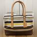 Coach Bags | Coach Leather Canvas Striped Brown Yellow & Tan Satchel Bag A1j-7713 | Color: Brown/Gold | Size: Os