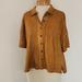 Free People Tops | Free People || Weekend Rush Cropped Button Front Shirt Copper Yellow || Large | Color: Gold/Yellow | Size: L