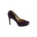 Joan & David Heels: Slip On Stilleto Cocktail Party Purple Solid Shoes - Women's Size 5 1/2 - Round Toe