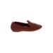 Birdies Flats: Smoking Flat Stacked Heel Casual Burgundy Solid Shoes - Women's Size 8 1/2 - Almond Toe