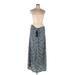 Avenue Casual Dress - Midi Plunge Sleeveless: Blue Print Dresses - Women's Size 18 Plus