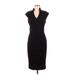 Alexia Admor Casual Dress - Midi V Neck Short sleeves: Black Print Dresses - Women's Size Medium