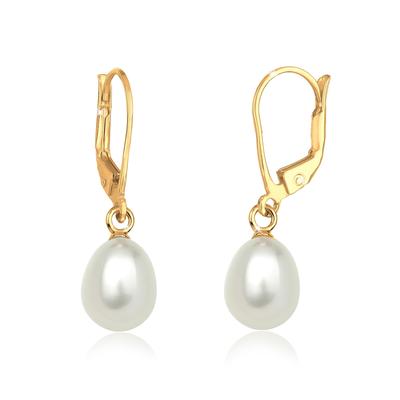 Paar Ohrhänger ELLI "Süßwasserzuchtperle Basic Klassisch 925 Silber", gold, Ohrringe, Damen, OneSize, ohne Stein, Silber 925 (Sterlingsilber) Image