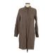 Garnet Hill Casual Dress - Shirtdress Collared 3/4 sleeves: Brown Print Dresses - Women's Size 6