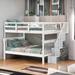 Contemporary Stairway Full-Over-Full Bunk Bed with Storage and Guard Rail for Bedroom, Dorm, Maximized Storage Space, Grey