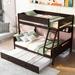 Twin Over Full Bunk Beds with Twin Size Trundle-Bed & 4 Storage Shelves, Solid Wood Bunk Bedframe with Ladder and Guard Rail