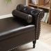 63" Rectangular Upholstered Sofa Stool with Button-tufted Nailhead Trimmed Armrest, Roll Arms Storage Bench with Hingerolled