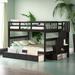 Stylish & Simple Stairway Full-Over-Full Bunk Bed with Drawer, Storage and Guard Rail for Bedroom, Versatility Galore, Espresso