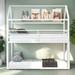 Twin over Twin House Bunk Bed Metal Bed Frame Built-in Ladder, White