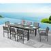 Heck Extendable Teak Outdoor Dining Set for 8/12 Person, Aluminum, by HIGOLD