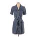 Velvet Heart Casual Dress - Shirtdress Collared Short sleeves: Gray Print Dresses - Women's Size X-Small