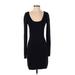 Express Casual Dress Scoop Neck Long sleeves: Black Print Dresses - Women's Size Small