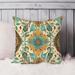 Ethan Taylor Abstract Retro Bohemian Pattern III Patterns Mandalas Bohemian Polyester in Blue/Orange | 20 H x 20 W x 1 D in | Wayfair