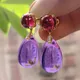 Ensemble de boucles d'oreilles pour femmes couleur or luxueuse pierre rouge améthyste