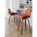 LumiSource Corazza Swivel 26" Counter Stool Wood/Upholstered in Brown/Gray/Orange | 35 H x 20.75 W x 19.5 D in | Wayfair B26-CRZZFB-GRTZS2 WLWLO2