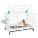 MOLYHOM 48 Inch Heavy Duty Dog Crate w/ Wheels, Folding Metal Extra Large Dog Crate XL XXL Dog Cage Metal in White | 32 H x 47 W x 28 D in | Wayfair