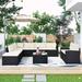 Latitude Run® 9 Piece Sectional Seating Group w/ Cushions Metal/Rust - Resistant Metal in Black | 27.6 H x 53.5 W x 27.6 D in | Outdoor Furniture | Wayfair