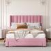 Latitude Run® Platform Bed w/ A Big Drawer Upholstered/Velvet, Wood in Pink | 45.3 H x 64.5 W x 84.2 D in | Wayfair