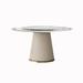 Everly Quinn Bonneval Pedestal Dining Table Metal in White | 29.5 H x 53.1 W x 53.1 D in | Wayfair 6C32812C5C204205907522C8848A1C9B
