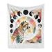 East Urban Home Leopard Fleece Throw Blanket Watercolor Art Poly Moon Coral Rose & Pale Teal Fleece/Microfiber/Fleece, | 80 H x 60 W in | Wayfair