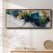 Wrought Studio™ Teal Splat - Framed Canvas Canvas, Solid Wood in Black/Blue | 8 H x 20 W x 1.5 D in | Wayfair 0145E6B4104E437C8AABFE48066723AE
