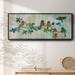 Winston Porter Birds On Branch Framed On Canvas Print Canvas, Solid Wood in Green/Orange | 8 H x 20 W x 1.5 D in | Wayfair