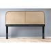 Beachcrest Home™ Ratzlaff Birdseye Cane & Solid Teak Wood Panel Headboard Wood in Black | 56 H x 65.5 W x 2 D in | Wayfair