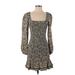 lost & wander Casual Dress - A-Line Square Long sleeves: Gold Dresses - New - Women's Size X-Small